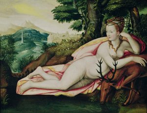 Diane de Poitiers (1499-1566) come Diana la Cacciatrice da Fontainebleau School
