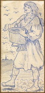 Novembre, il seminatore: Studio per una piastrella alla Queens College Hall, Cambridge da Ford Madox Brown