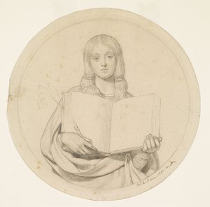 Wycliffe legge la sua traduzione della Bibbia - Studio di una giovane donna che rappresenta la fede protestante da Ford Madox Brown