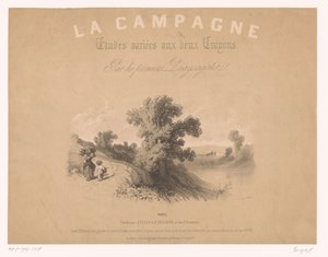 Frontespizio per: Studi di scene rurali con due tipi di gesso (La Campagna. Studi variati con due gessi dei primi paesaggisti) da Fortuné Ferogio