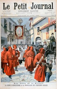 La regina Vittoria osserva la processione dei penitenti rossi, 1898 da Fortuné Méaulle