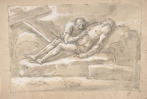 Il Cristo morto pianto dalla Maddalena che venera la sua ferita al fianco da Fortunato Duranti