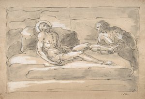 Il Cristo morto pianto dalla Maddalena che venera le ferite sui suoi piedi, 1787-1863 da Fortunato Duranti