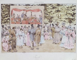 Intrattenimento musicale ai Nuovi Giardini Tivoli, Parigi, inciso da C. Motte, 1827 da Fortune Delarue