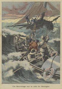 Un salvataggio in scialuppa di salvataggio al largo della costa della Bretagna da Fortune Louis Meaulle