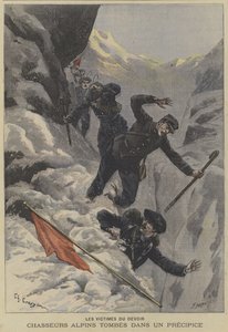 Truppe di Chasseurs Alpins francesi che cadono da un precipizio