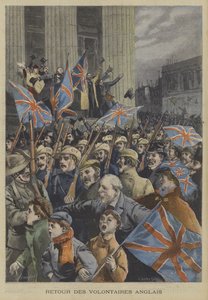 Soldati dei Volontari Imperiali della Città di Londra che marciano attraverso Londra al loro ritorno dalla Guerra Boera