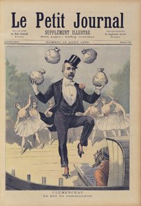 Georges Clemenceau (1841-1929) che gioca con sacchi di denaro inglese, da 