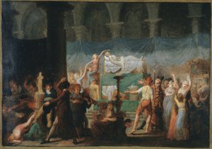 Funerali di Marat, alla chiesa dei Cordeliers, il 15 e 16 luglio 1793, circa 1793 da Fougeat (attr. to)