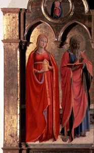 Madonna col Bambino in trono con quattro angeli, dettaglio di San Giovanni Evangelista e Maria Maddalena, dal Polittico di San Domenico da Fra (c.1387 1455) Angelico