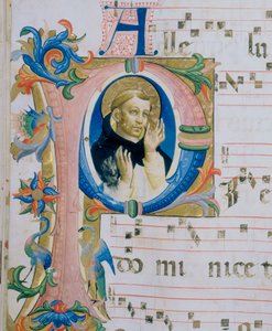 Un santo domenicano. Miniatura illustrata in un Messale (c. 9, verso) da Fra  Angelico