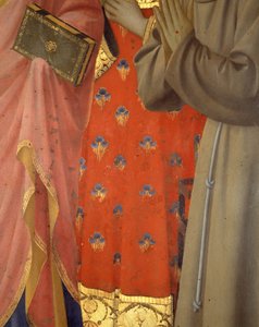 Dettaglio del polittico di Annalena. Tunica e abito di San Giovanni Evangelista, San Lorenzo e San Francesco da Fra  Angelico
