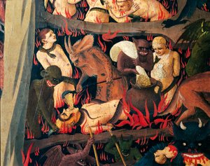 Inferno con Demoni che Puniscono gli Avidi, dettaglio dal Giudizio Universale