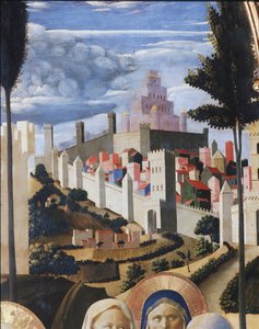 Paesaggio con vista di Gerusalemme e il tempio di Salomone (dettaglio) da Fra  Angelico