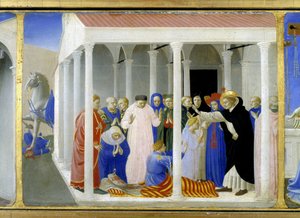 Santa Domenica (1170 - 1221) resuscita Napoleone Orsini, la parte inferiore (la predella) della 