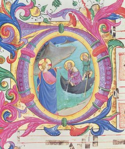 Iniziale istoriata O raffigurante la pesca miracolosa (dettaglio) da Fra Angelico