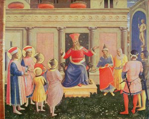 Santi Cosma e Damiano e i loro fratelli davanti al proconsole Lisia, dalla predella dell