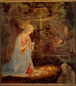 La Vergine, il Bambino Gesù, San Giovanni Battista Bambino e San Bernardo di Chiaravalle (1090 - 1153) (dettaglio) da Fra Filippo Lippi