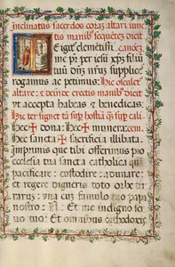 Iniziale T: Un sacerdote che celebra la messa da Fra Vincentius a Fundis