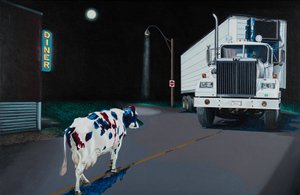 Mucca e camion