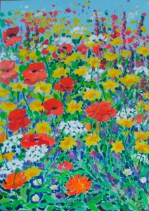 Prato di fiori selvatici, 2024 (acrilico su tela)