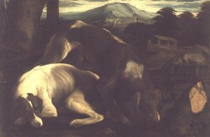 Due cani da caccia da Francesco Bassano