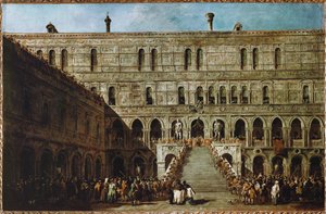 Incoronazione del Doge di Venezia sulla Scala dei Giganti del palazzo ducale ...
