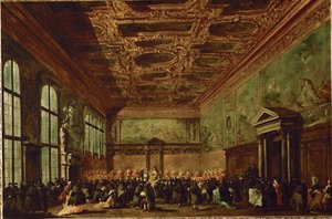 La salle du college au palais des Doges a Venise - La sala del consiglio nel palazzo dei Dogi, Venezia ...