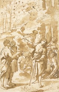 Giuseppe che racconta il suo sogno al padre e ai fratelli e indica undici stelle nel cielo da Francesco Albani