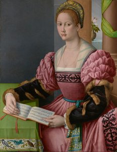 Ritratto di una donna con un libro musicale da Francesco Ubertini Bacchiacca