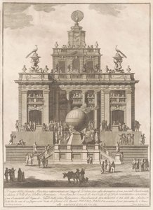 La Seconda Macchina per la Chinea del 1785: Un Palazzo del Piacere con un Pallone Aerostatico, 1785 da Francesco Barbazza