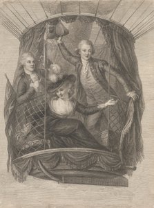 Ascensione di Madame Sage, Cavaliere Biggin e Capitano Vincent Lunardi in una Mongolfiera, 20 Giugno 1785 da Francesco Bartolozzi