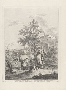 Paesaggio con mungitrice di mucche