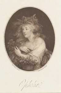 Ofelia, Amleto di Shakespeare, Atto 4, 1784 da Francesco Bartolozzi