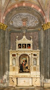Transetto nord, Altare di San Nicola, Amigone e Fra Mabila 1495, Madonna in trono con Bambino, Sant