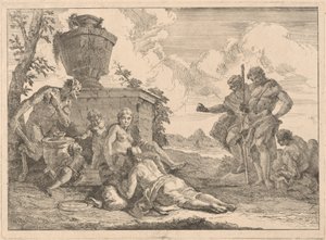 Un Satiro con un Bastone e Altre Sette Figure da Francesco Fontebasso