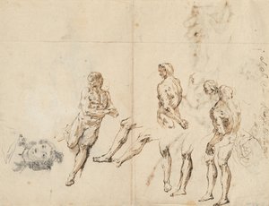 Testa di donna e studi di nudo maschile (verso) da Francesco Fontebasso