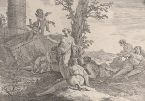 Sei ninfe e due putti, da Baccanali e Storie, 1744 da Francesco Fontebasso