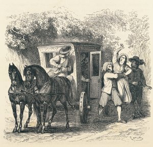 Rapimento di Lucia, episodio da I Promessi Sposi, di Alessandro Manzoni, illustrazione di Francesco Gonin per l