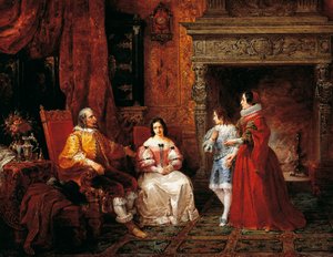 Principe che racconta al giovane principe e a sua madre la decisione di Gertrude di diventare suora, episodio da I Promessi Sposi di Alessandro Manzoni da Francesco Gonin