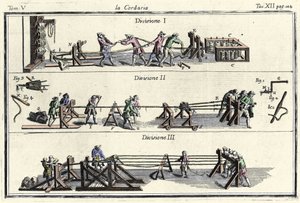 Una corderia (fabbrica di corde) incisione in 