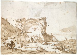 Un capriccio con un arco gotico in rovina da Francesco Guardi