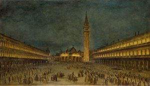 Una processione notturna in Piazza San Marco, c1755 da Francesco Guardi