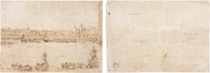 Processione di carri trionfali in Piazza San Marco, Venezia, per la visita dei Conti del Nord (recto) da Francesco Guardi