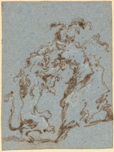 Una donna elegantemente vestita che lotta con un leone da Francesco Guardi