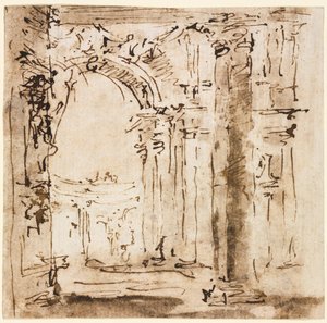 Coppia di disegni: Schizzo del labirinto della Villa Pisani e Piazza San Marco con Palazzo Ducale da Francesco Guardi
