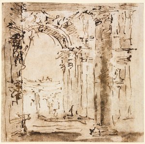 Coppia di disegni: Schizzo del labirinto della Villa Pisani e Piazza San Marco..., 1773-1778 da Francesco Guardi