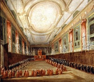 Papa Pio VI (1717-99) e il Doge Paolo Renier nella Chiesa dei SS. Giovanni e Paolo da Francesco Guardi