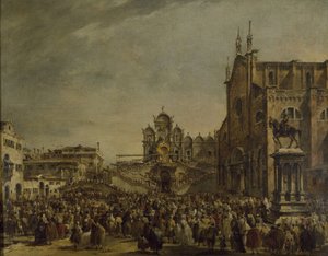 Papa Pio VI benedice la moltitudine sul Campo SS. Giovanni e Paolo, XVIII secolo da Francesco Guardi