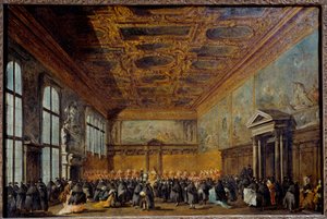 Udienza concessa dal Doge di Venezia nella Sala del Collegio al Palazzo Ducale di Venezia